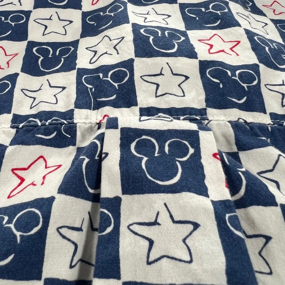 Disney Store Mickey Mouse Button Up Shirt‎ Mens Large Blue White Checkered Stars